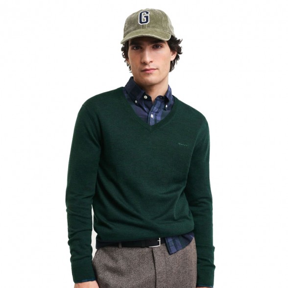 Camisola Gant Mens EXTRAFINE MERINO WOOL V-NECK 
